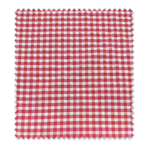 Tela cuadro vichy fucsia y mantequilla seersucker textura arrugada