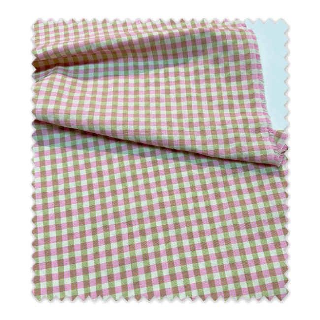 Cuadro Vichy Seersucker Pistacho y Rosa |Venta de telas Online
