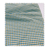 Cuadro Vichy Seersucker Azul y Amarillo | Tela Fresca, Ligera y con Relieve