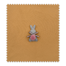 Parche conejito pompón rosa empolvado bordado para ropa infantil