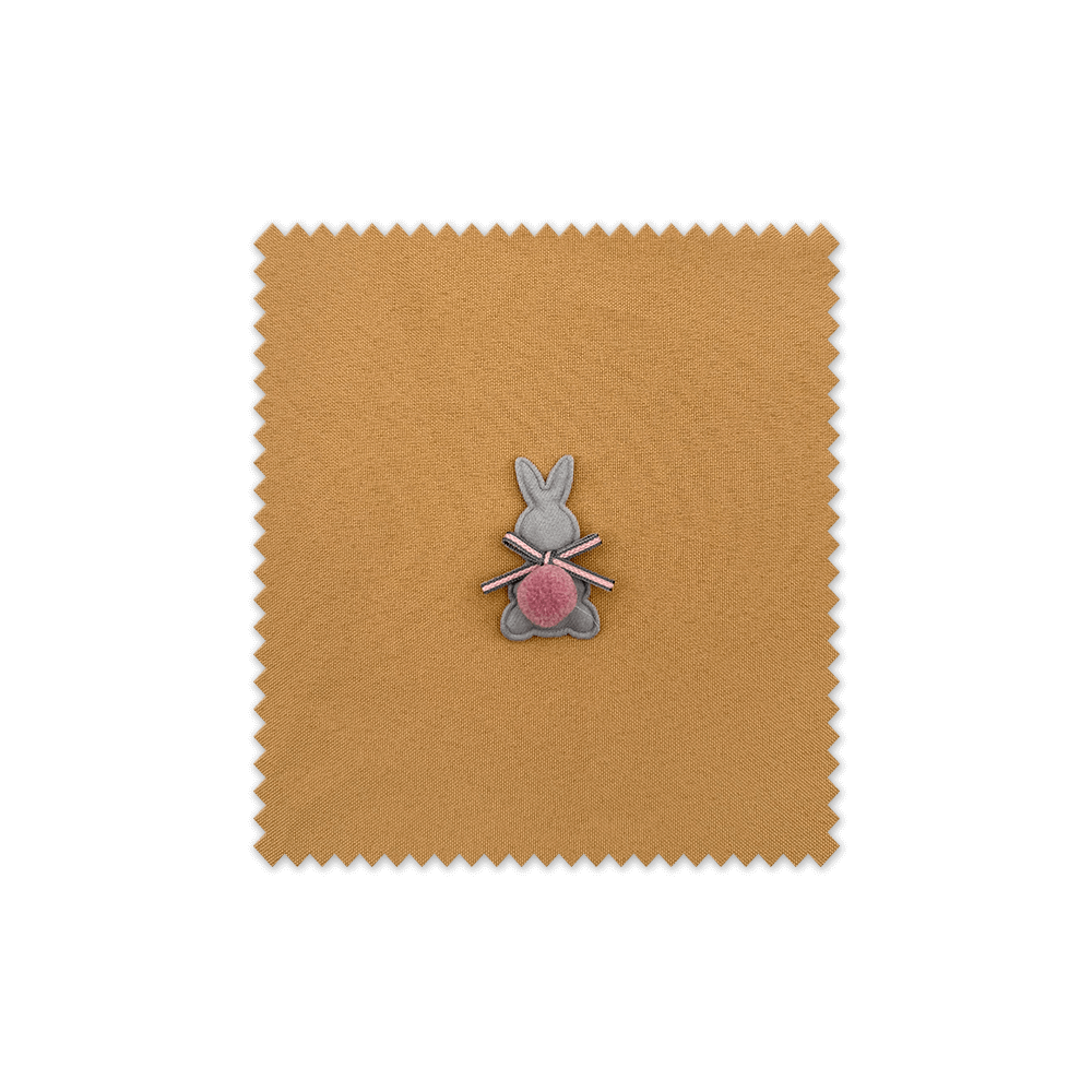 Parche conejito pompón rosa empolvado bordado para ropa infantil