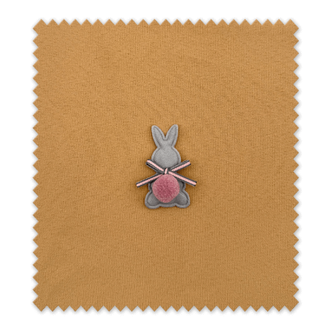 Parche conejito pompón rosa empolvado bordado para ropa infantil