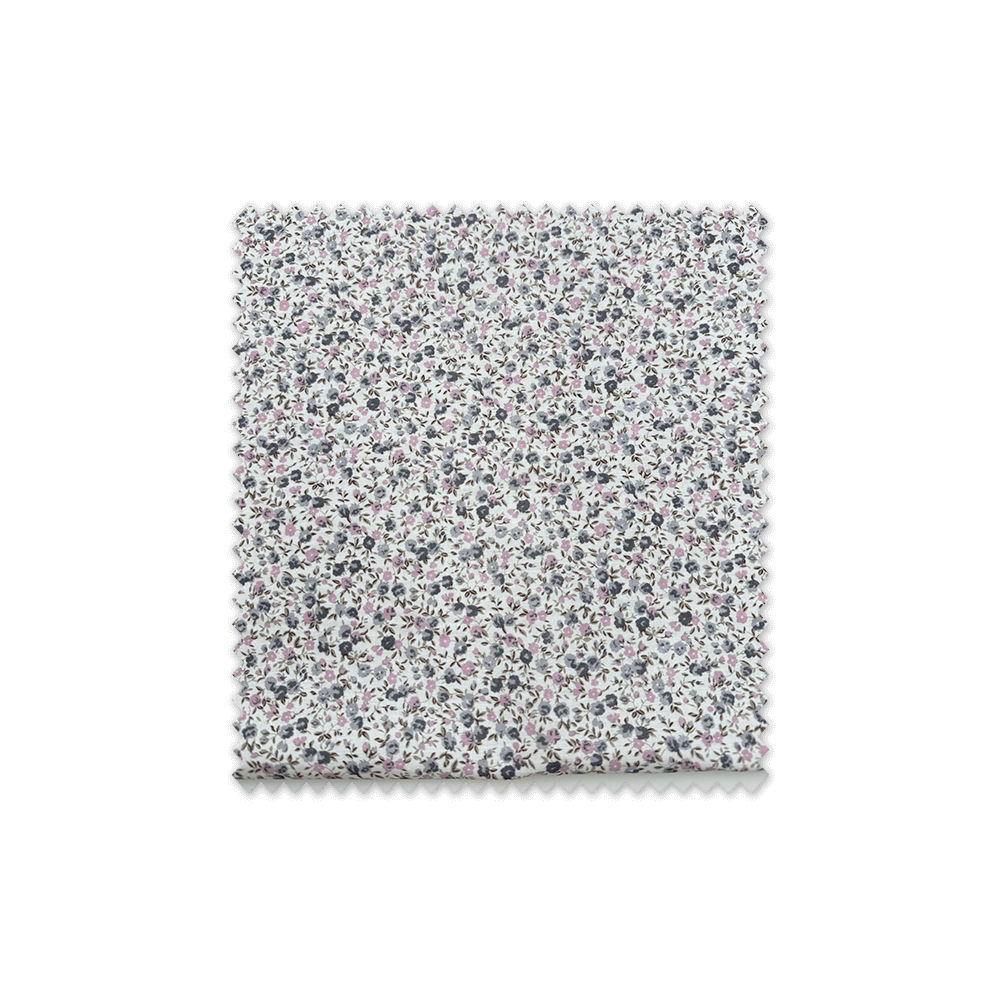 Popelín de algodón flores mini moradas y grises a precios económicos