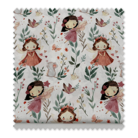 Retal algodón 100% hadas y flores tonos empolvados