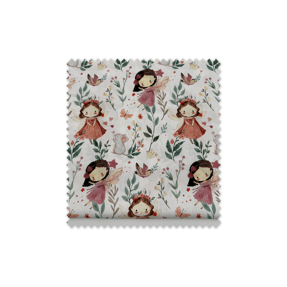 Retal algodón 100% hadas y flores tonos empolvados