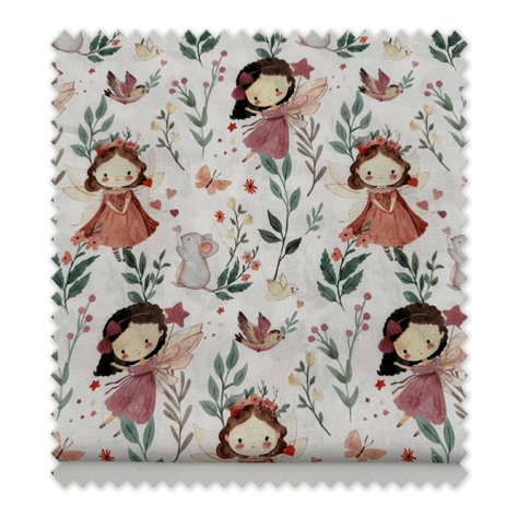 Retal algodón 100% hadas y flores tonos empolvados