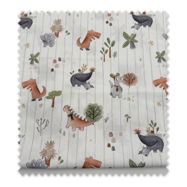 Tela infantil dinosaurios algodón rayas