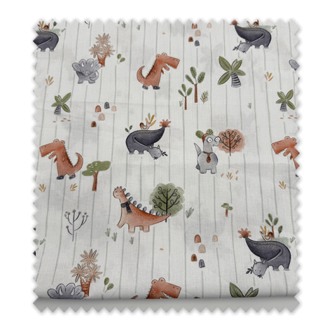 Tela infantil dinosaurios algodón rayas