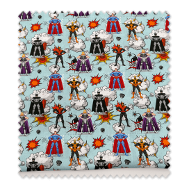 Retal algodón 100% héroes fondo celeste 0,75 metros al mejor precio