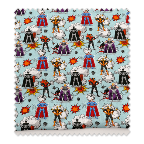 Retal algodón 100% héroes fondo celeste 0,75 metros al mejor precio