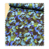 Tela de Viscosa Flores Azules y Verdes | Comprar viscosa estampada online