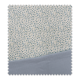 Almacén de telas, Idea Combinado Mini Flores Azul Claro y Doble Gasa Azul Bebé