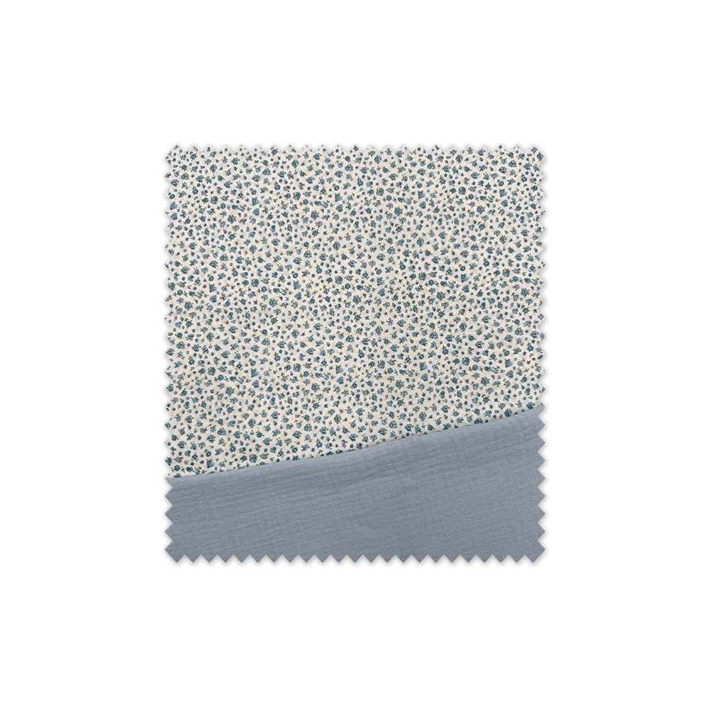 Almacén de telas, Idea Combinado Mini Flores Azul Claro y Doble Gasa Azul Bebé