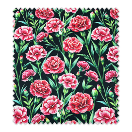 Tela strech flamenca claveles fondo negro para traje de flamenca