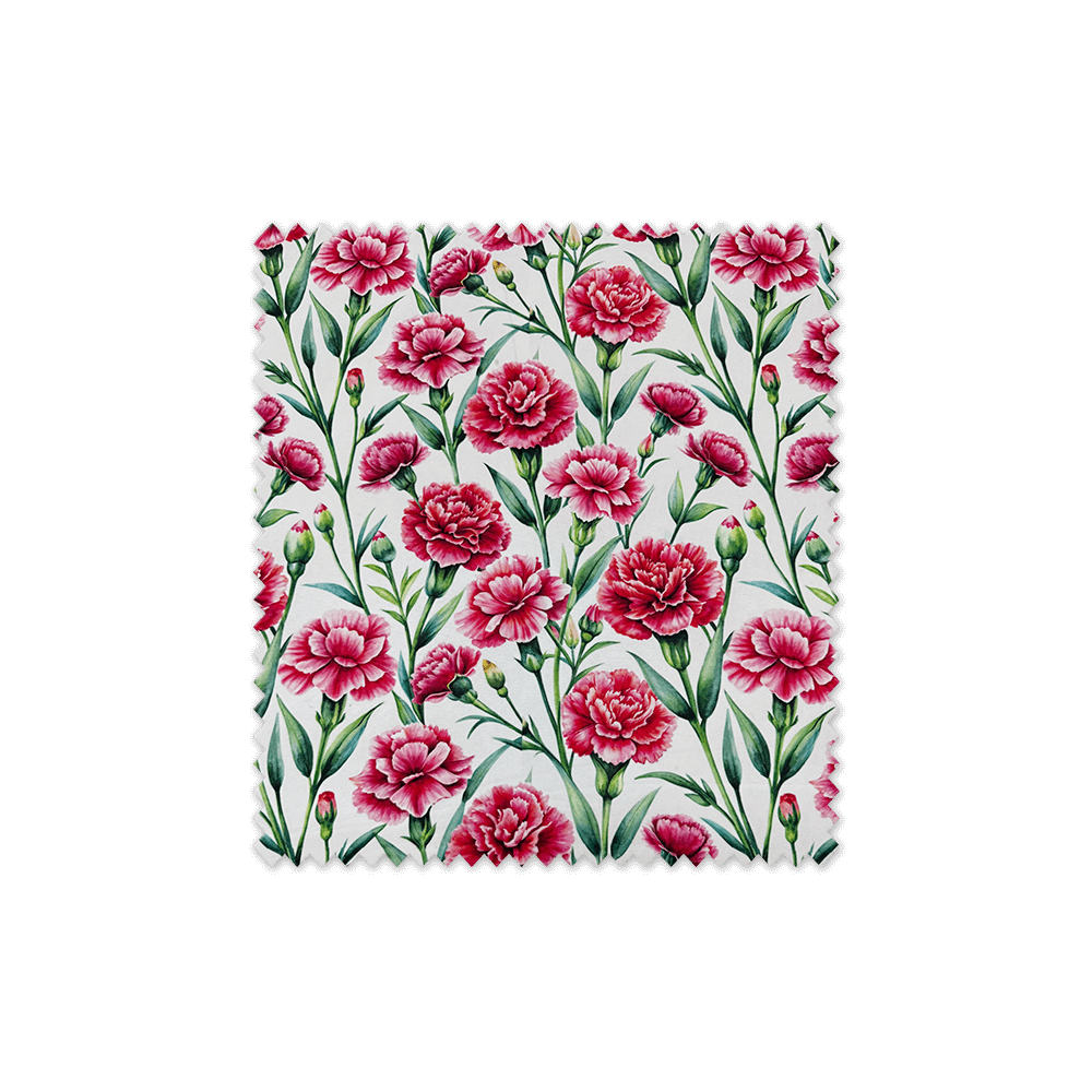 Tela strech flamenca claveles fondo blanco para traje de flamenca