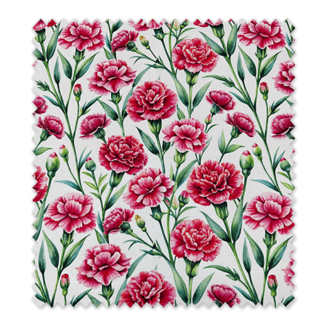 Tela strech flamenca claveles fondo blanco para traje de flamenca