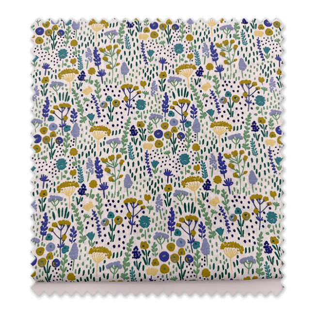 Retal de algodón 100% con flores lila y verde de 0,60 metros para costura