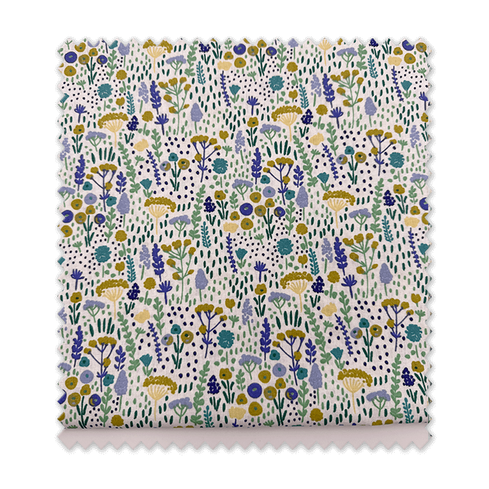 Retal de algodón 100% con flores lila y verde de 0,60 metros para costura