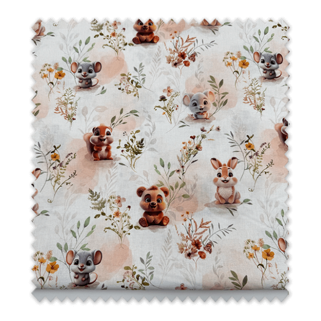 Tela algodón animales del bosque tonos tierra