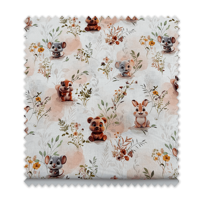 Tela algodón animales del bosque tonos tierra