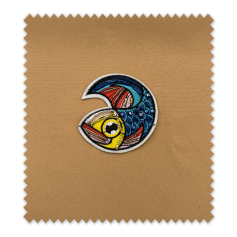 Parche oriental pez japonés. Parche pez japonés decorativo