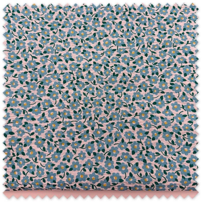 Tela doble gasa floral turquesa en retal 0,90 m