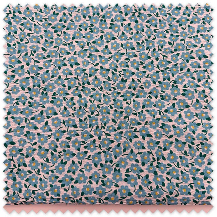 Tela doble gasa floral turquesa en retal  al mejor precio