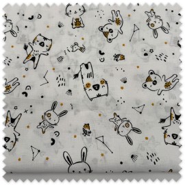 Retal algodón osos mostaza y negro