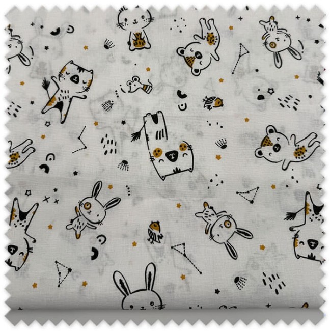 Retal algodón osos mostaza y negro