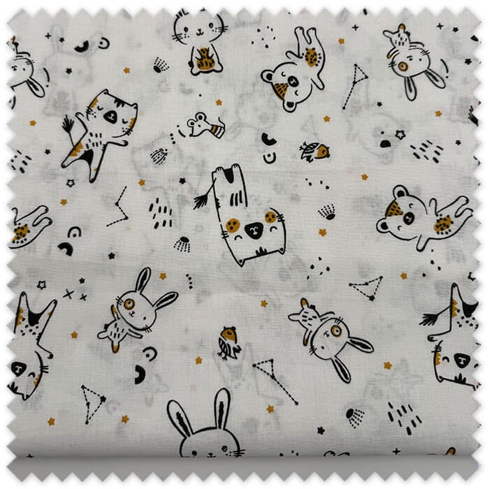 Retal algodón osos mostaza y negro