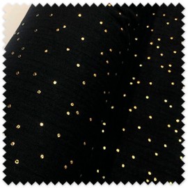 Tela doble gasa bambula lurex negro