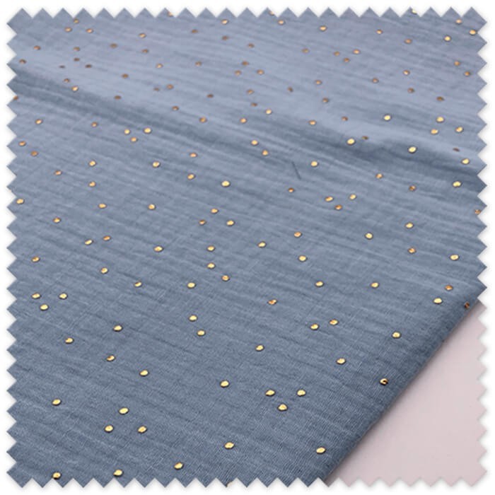 Tela bambula doble gasa lurex azul bebé