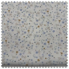 Retal 0,70 m Algodón 100% Estrellas Azules y Mostaza – Tela Infantil Estampada