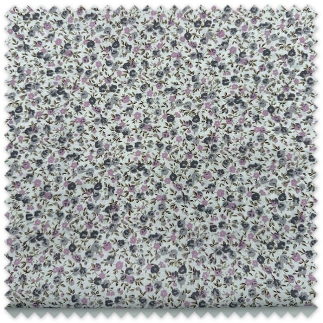 retal 0,55 metros popelín mini flores moradas grises