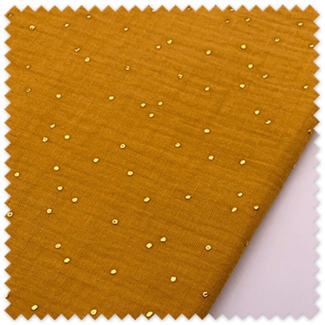 muselina mostaza con motitas lurex