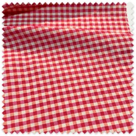 Comprar Tela Cuadro Vichy Fucsia y Mantequilla Seersucker | Tejido Bicolor Vichy