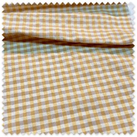 Comprar Tela Vichy Amarillo y Topo Seersucker | Tejido Bicolor Fresco y Ligero