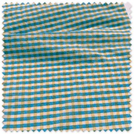 Cuadro Vichy Seersucker Azul y Amarillo | Tela Fresca, Ligera y con Relieve