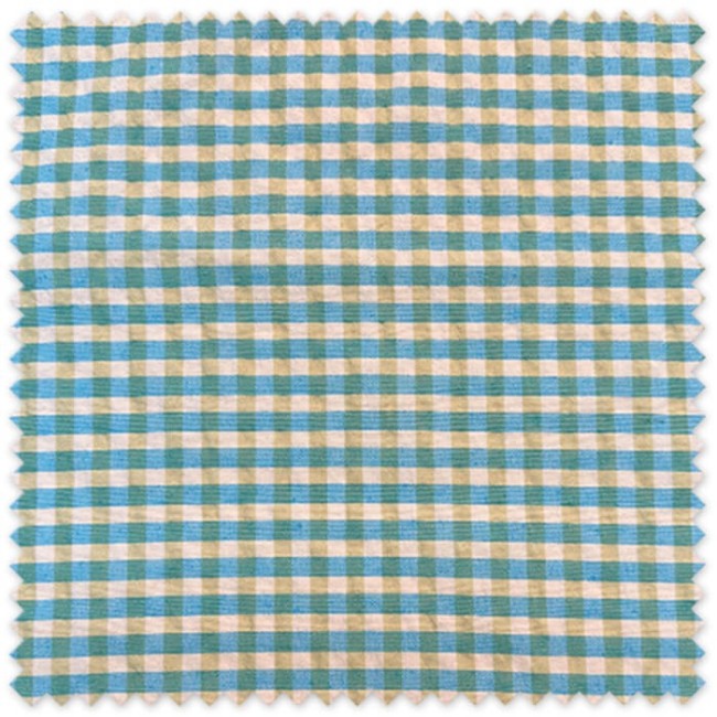 Tela de cuadros de vichy bicolor color azul y pistacho por metros al mejor precio.