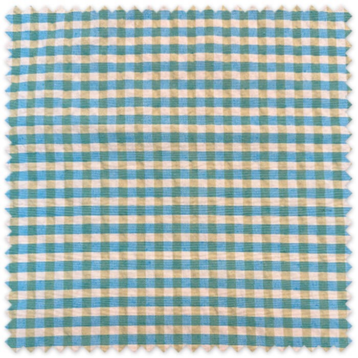 Tela de cuadros de vichy bicolor color azul y pistacho por metros al mejor precio.