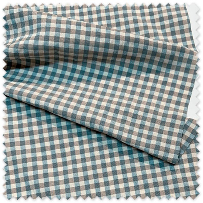 Cuadro Vichy Petróleo y Topo Seersucker | Tela Ligera, Fresca y con Textura