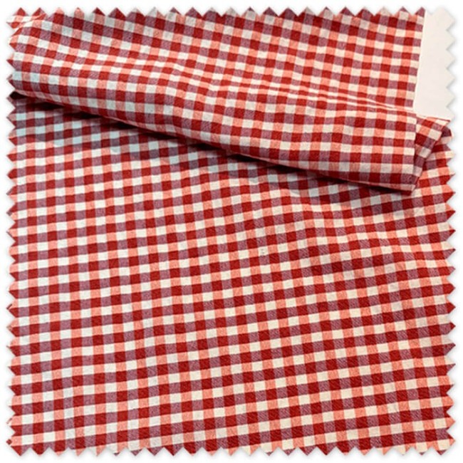 Comprar Tela Cuadro Vichy Teja y Mantequilla Seersucker | Algodón Bicolor Textura Arrugada