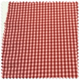 Tela Seersucker Vichy Cacao y Rosa Empolvado | Algodón ligero y transpirable