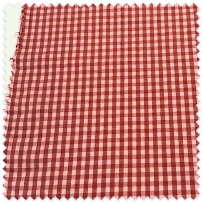 Tela Seersucker Vichy Cacao y Rosa Empolvado | Algodón ligero y transpirable