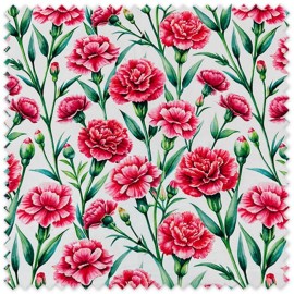 Tela strech flamenca claveles fondo blanco para traje de flamenca