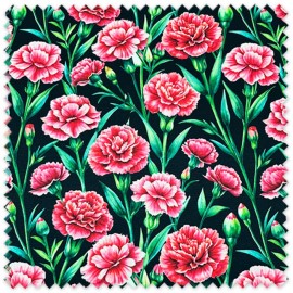 Tela strech flamenca claveles fondo negro para traje de flamenca