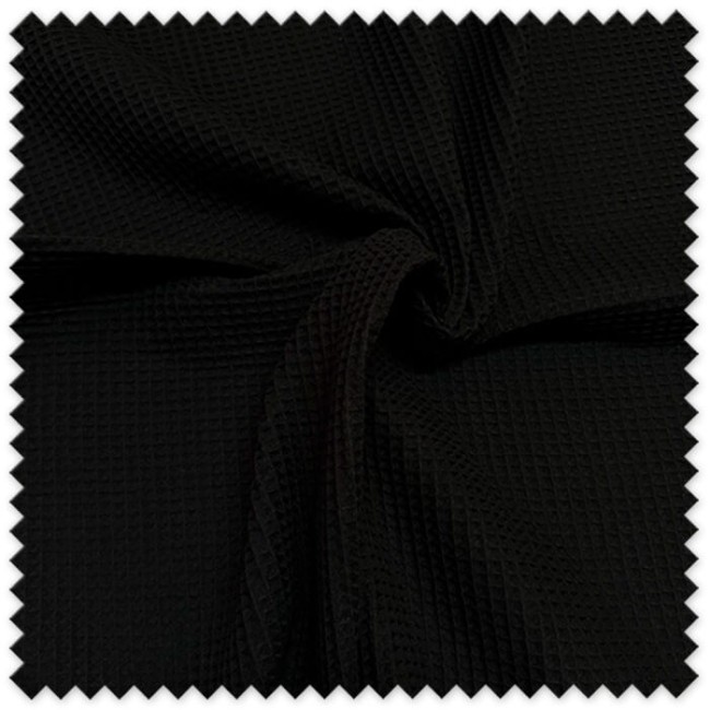 Tela de waffle color negro al mejor precio por metros.