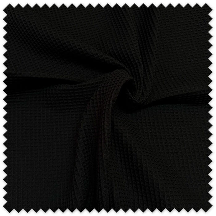 Tela de waffle color negro al mejor precio por metros.