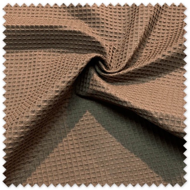 Tela gofre algodón marrón relieve panal