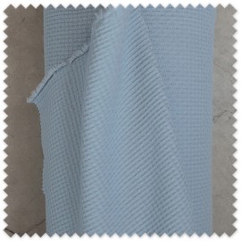 Tela waffle plano algodón orgánico azul gris